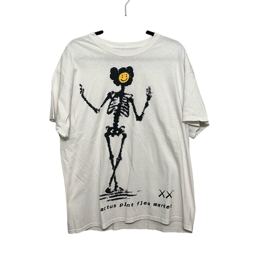 KAWS X Cactus Plant Flea Market Mens White Skeleton Short Sleeve T-Shirt Size XL